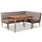 Baxton Studio Riordan Mid-Century Modern Grey Fabric and Walnut Brown Finished Wood 3-Piece Dining Nook Set 186-11355-9305-Zoro - alternate 1